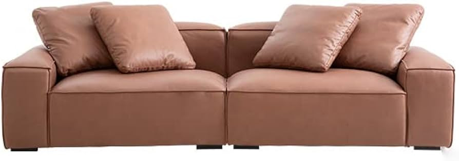 Mido Mido 102” Wide Large Sectional Sofa Couch Filled with Feather and Foam, Modern Air Leather... | Amazon (US)