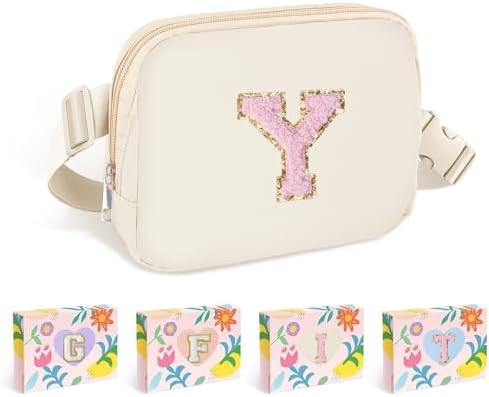 COSHAYSOO Ivory Fanny Pack for Girls Purse Crossbody Belt Bag with Initials, Personalized 6 7 8 9... | Amazon (US)
