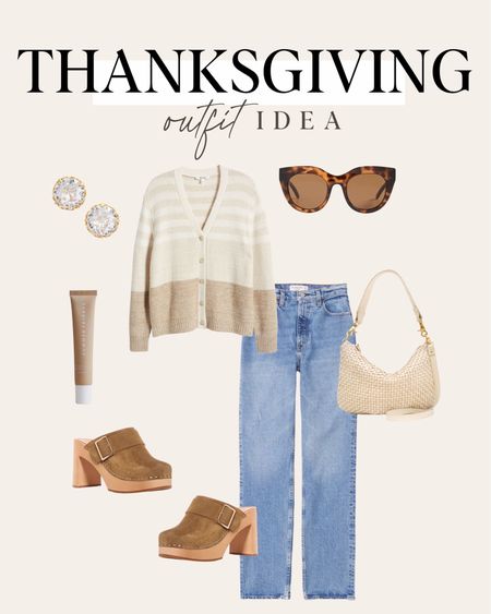 Thanksgiving outfit idea. I love this striped cardigan and buckle detail clogs. 

#LTKSeasonal #LTKstyletip #LTKover40