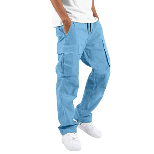 Tactical Cargo Pants for Men Work Pants for Men Hiking Work Hiking Stretch Tactical Joggers Outdoor Travel with Multi Pockets Sky Blue Cargo for Black 3X-Large | Amazon (US)