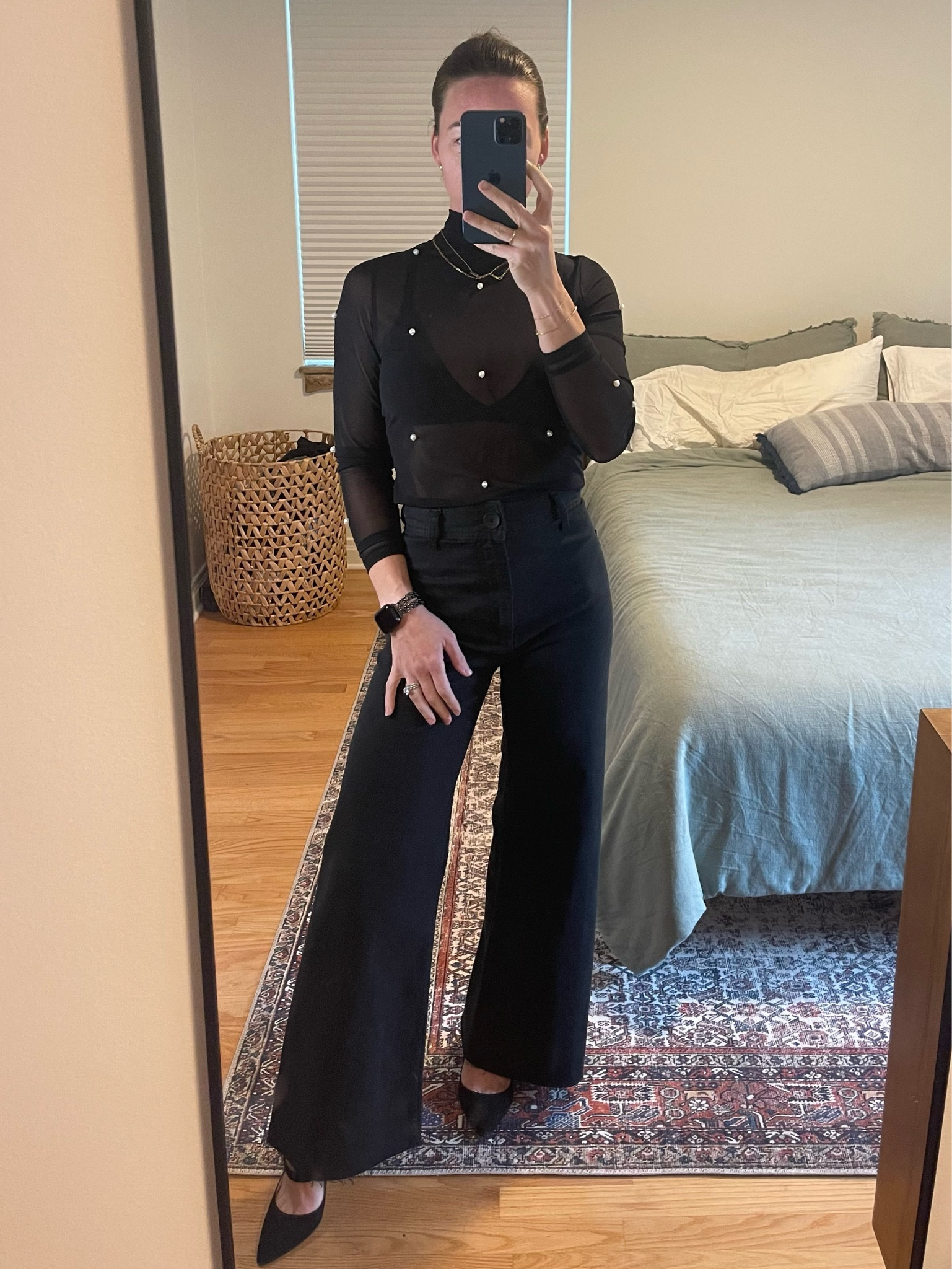 Another beautiful sheer top! Wearing a size S (comes with a cami for layering but I love it without it 😈) perfect for holiday party’s  

Jeans are Zara & linked on my IG Bio! Shoes are old but I added some new styles that I’m loving  

#LTKshoecrush #LTKHoliday #LTKfindsunder50