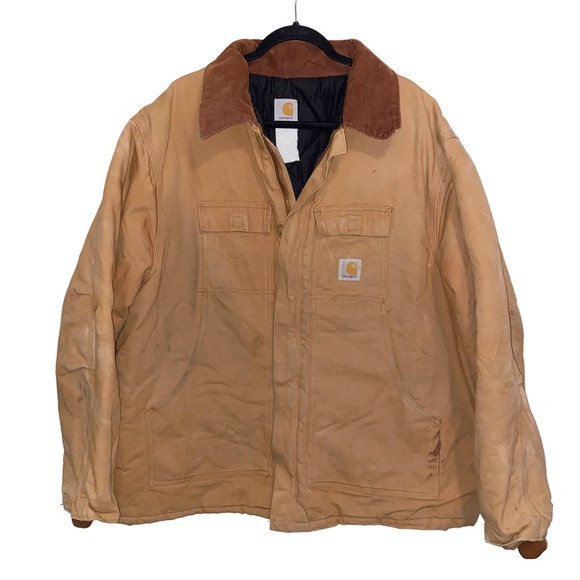 Carhartt Work Jacket Chore Coat Insulated Quilted Corduroy Collar Mens XL/2X | Poshmark