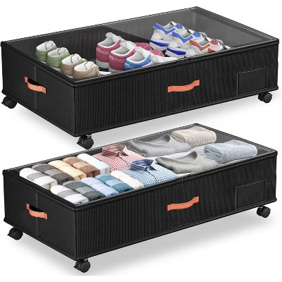 XXL Storage Bins with Wheels, 2-Pack - Extra-Large Roll-Out Organizers with Clear Tops & Handles for Bulkier Items | Target