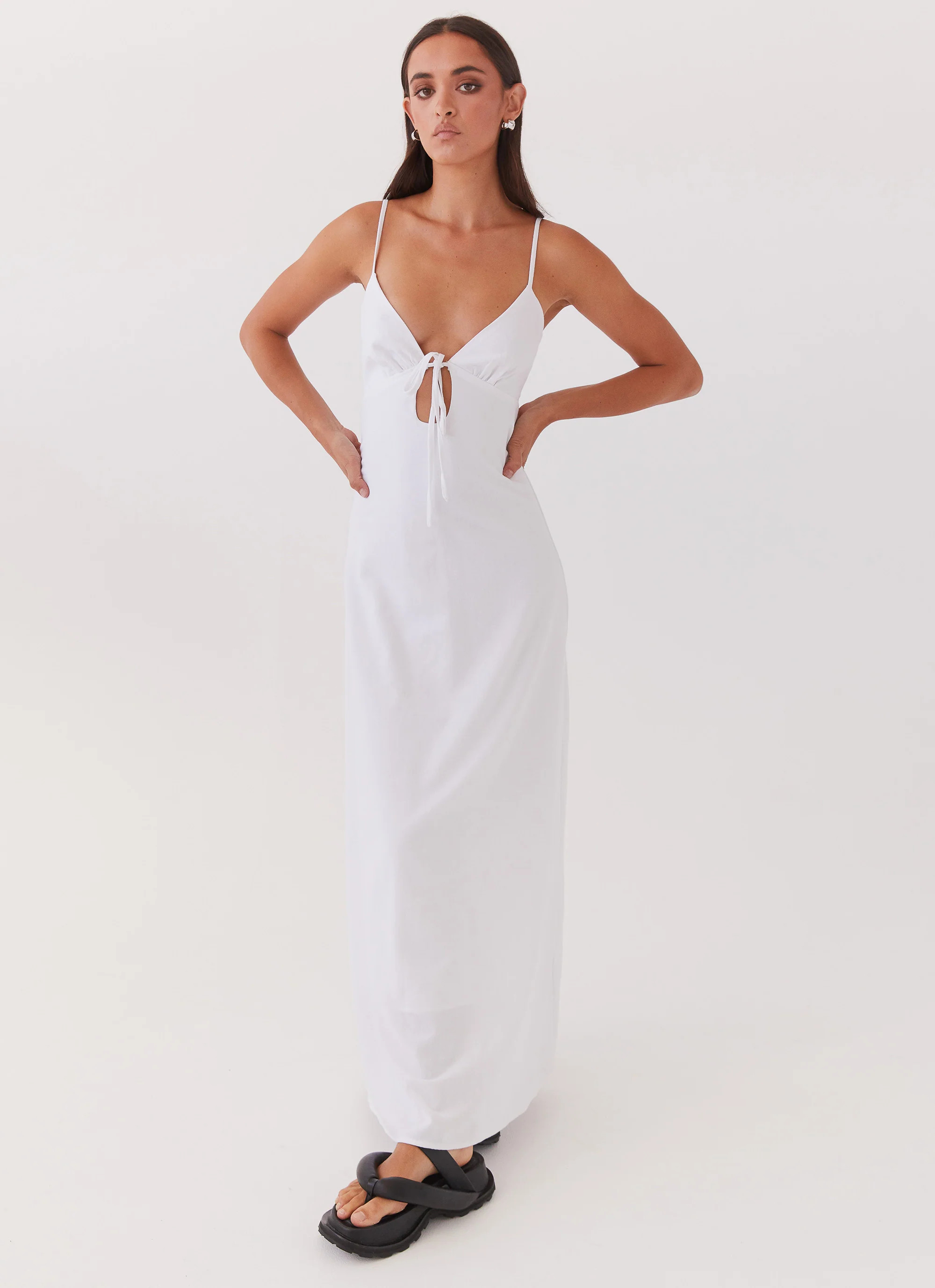 Flora Linen Maxi Dress - White | Peppermayo (Global)