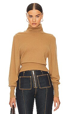 Helsa Aren Cashmere Turtleneck Sweater in Camel from Revolve.com | Revolve Clothing (Global)