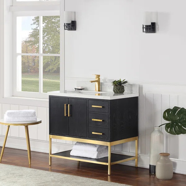 36'' Single Bathroom Vanity with Cultured Marble Top | Wayfair North America