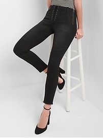 Mid Rise True Skinny Ankle Jeans with Lace-Up Detail | Gap US
