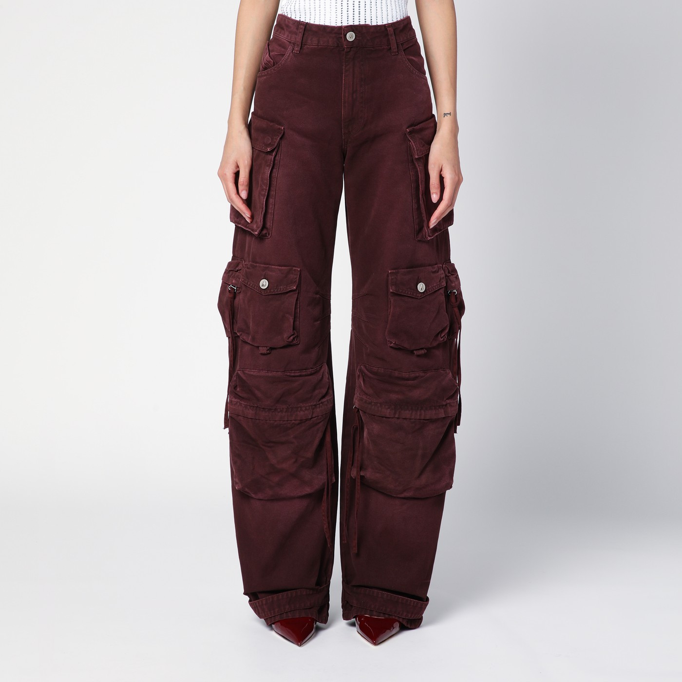 Fern red/burgundy multi-pocket trousers | The Double F