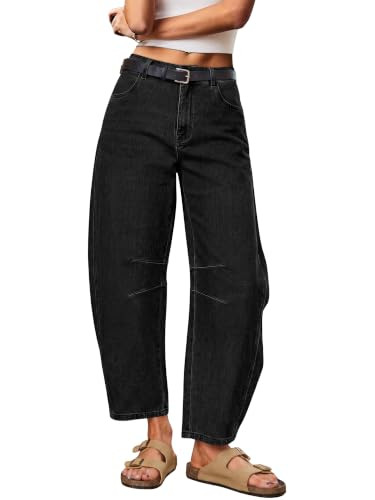 Sipaya Barrel Jeans Women Mid Rise Baggy Cropped Ankle Pants | Amazon (US)