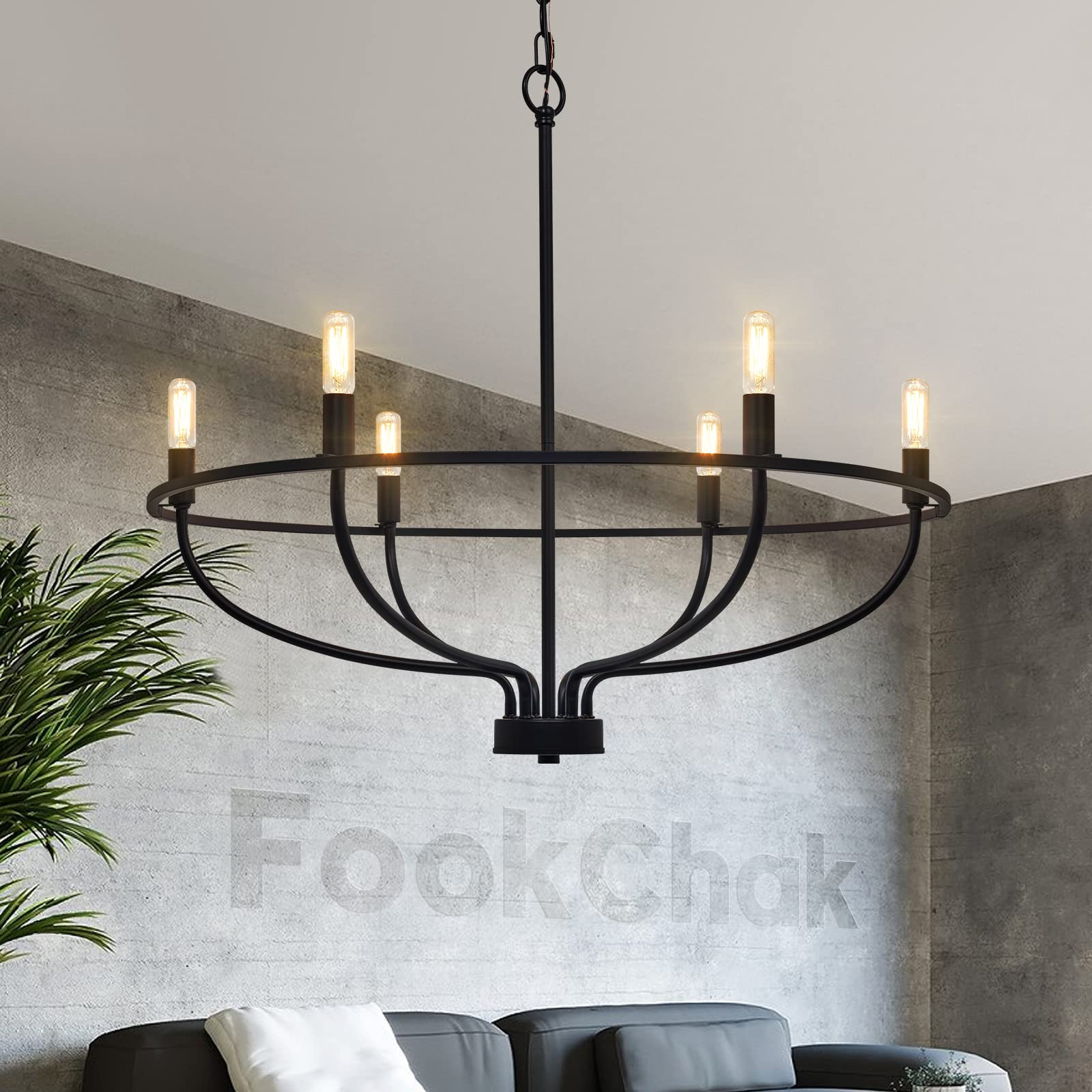 Black Dining Room Light Fixture, 6-Light Farmhouse Black Chandelier for Bedroom Metal Candle Chan... | Amazon (US)