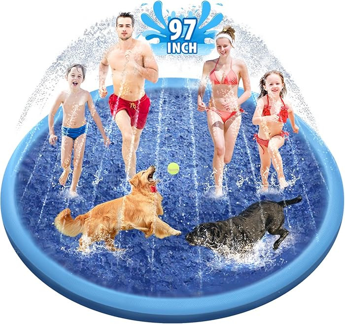 Raxurt Splash Sprinkler Pad for Dogs Kids, 97 Inch Anti-Slip Thickened Dog Pool Durable Upgrade B... | Amazon (US)