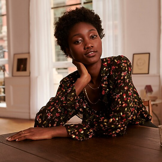 Ruffleneck top in midnight vintage floral | J. Crew US
