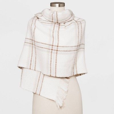 Women's Plaid Blanket Scarf - A New Day™ Cream / Tan | Target