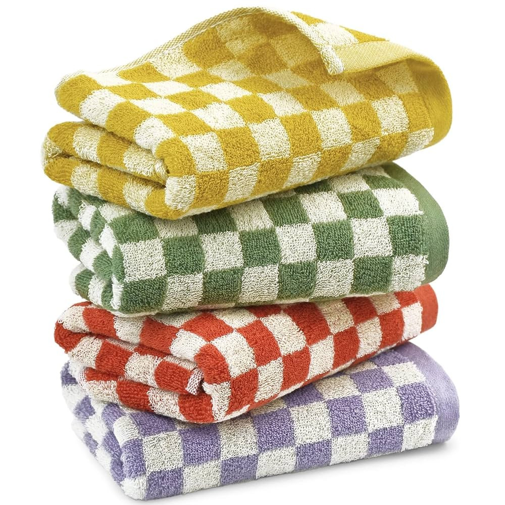 Jacquotha Hand Towels for Bathroom 4 Pack, Cotton Soft Absorbent for Face Spa Bath Gym Kitchen, H... | Amazon (US)