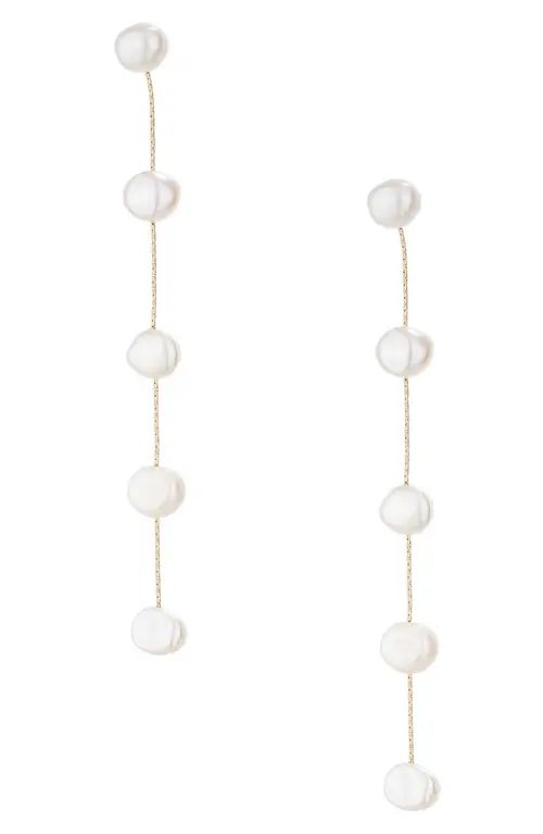 Ettika Dripping Freshwater Pearl Linear Drop Earrings in Gold at Nordstrom | Nordstrom