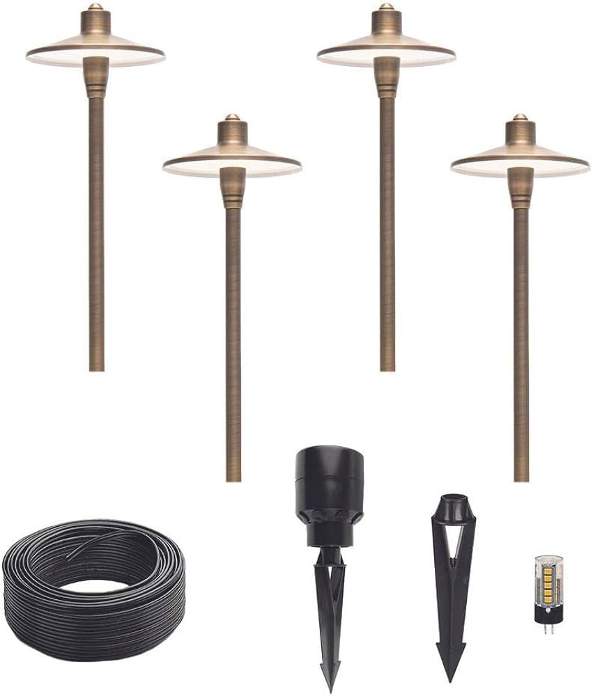 G2 12V Brass Path Light 4-Pack Kit (Bronze) with 3W 2700K G4 LED Bulbs | Amazon (US)