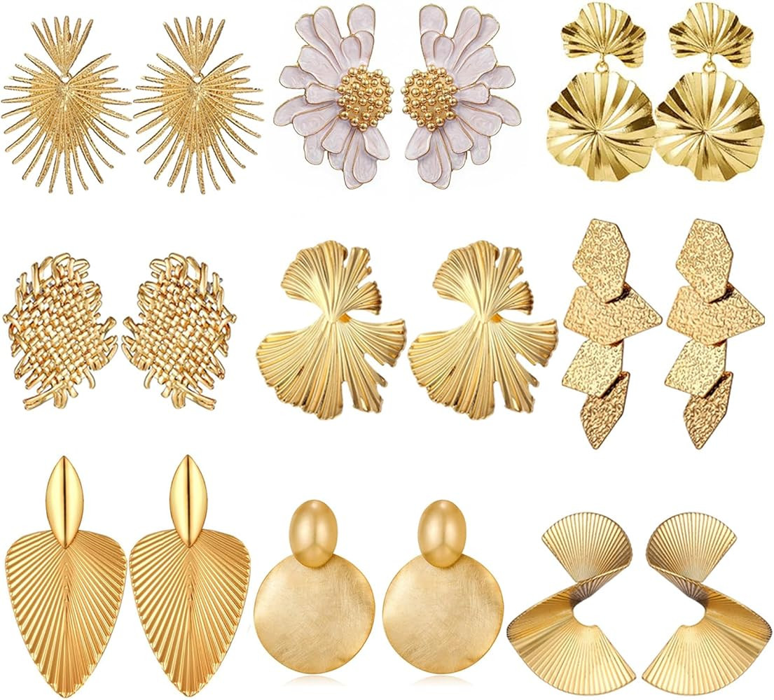 Big Gold Earrings Large Gold Disc Flower Bold Earrings for Women Summer Beach Statement Geometric... | Amazon (US)