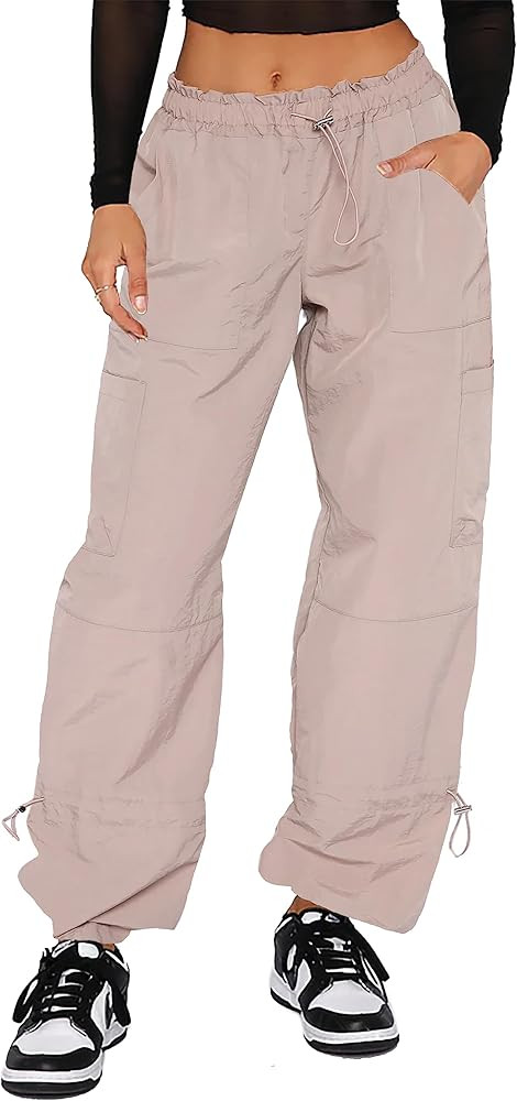 Waitfairy Parachute Pants for Women,Baggy Fit Cargo Pants with Pockets | Amazon (US)