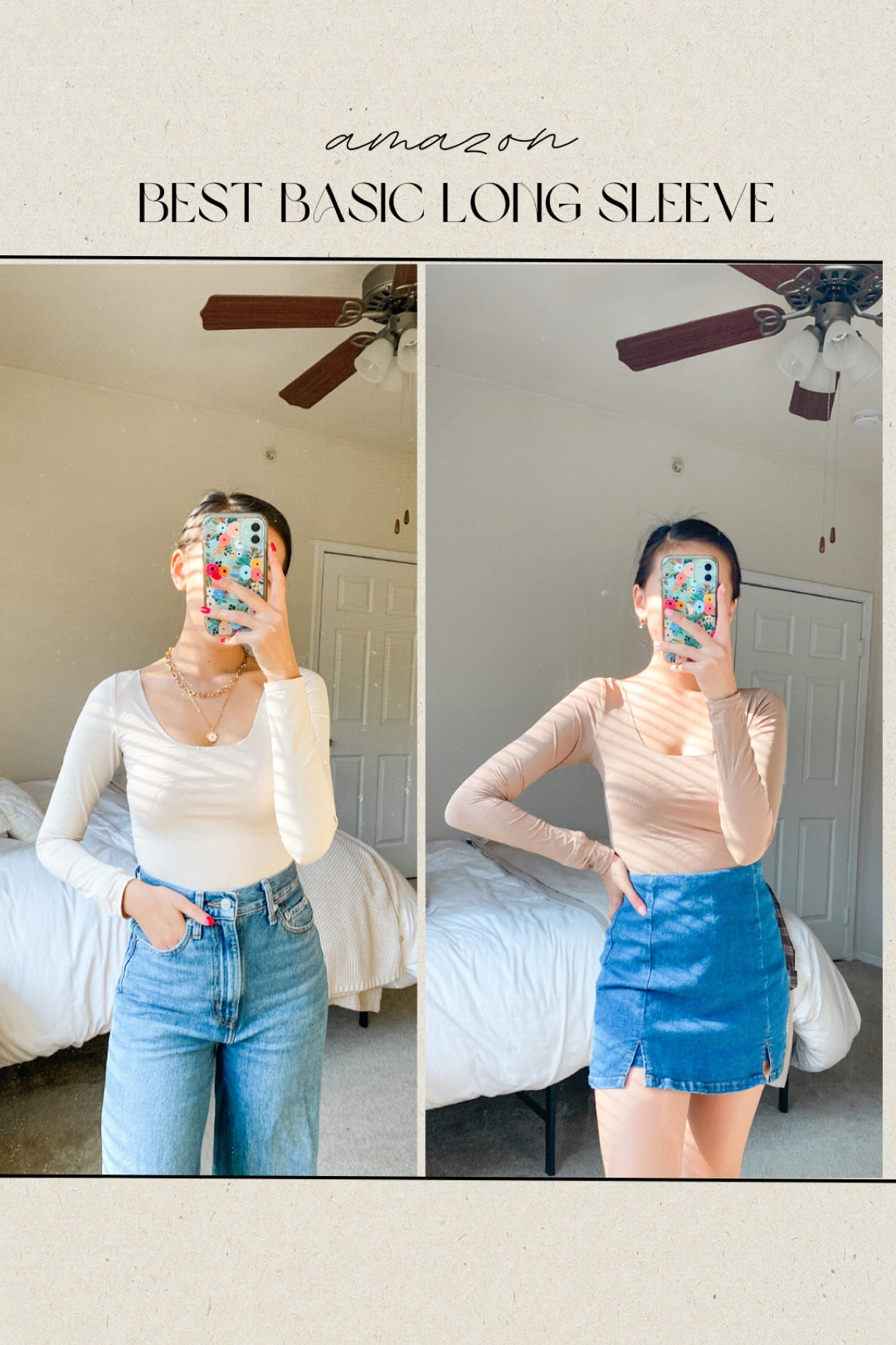 Top (XS), jeans (24), skirt (XS), amazon basics, long sleeve top, amazon fashion 

#LTKSeasonal #LTKstyletip #LTKunder50