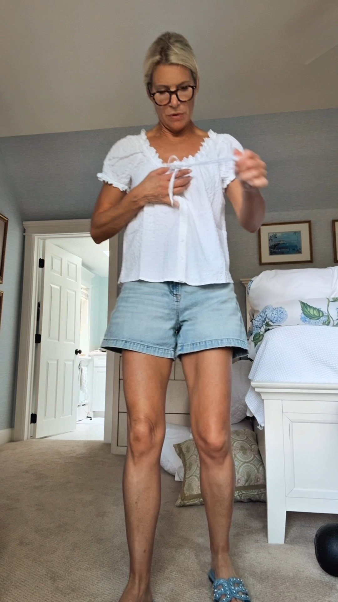 Outfit change….again.  It was too hot!  Loving this little peasant blouse either denim shorts and sandals ✅

#LTKootd #LTKOver40 #LTKSaleAlert
