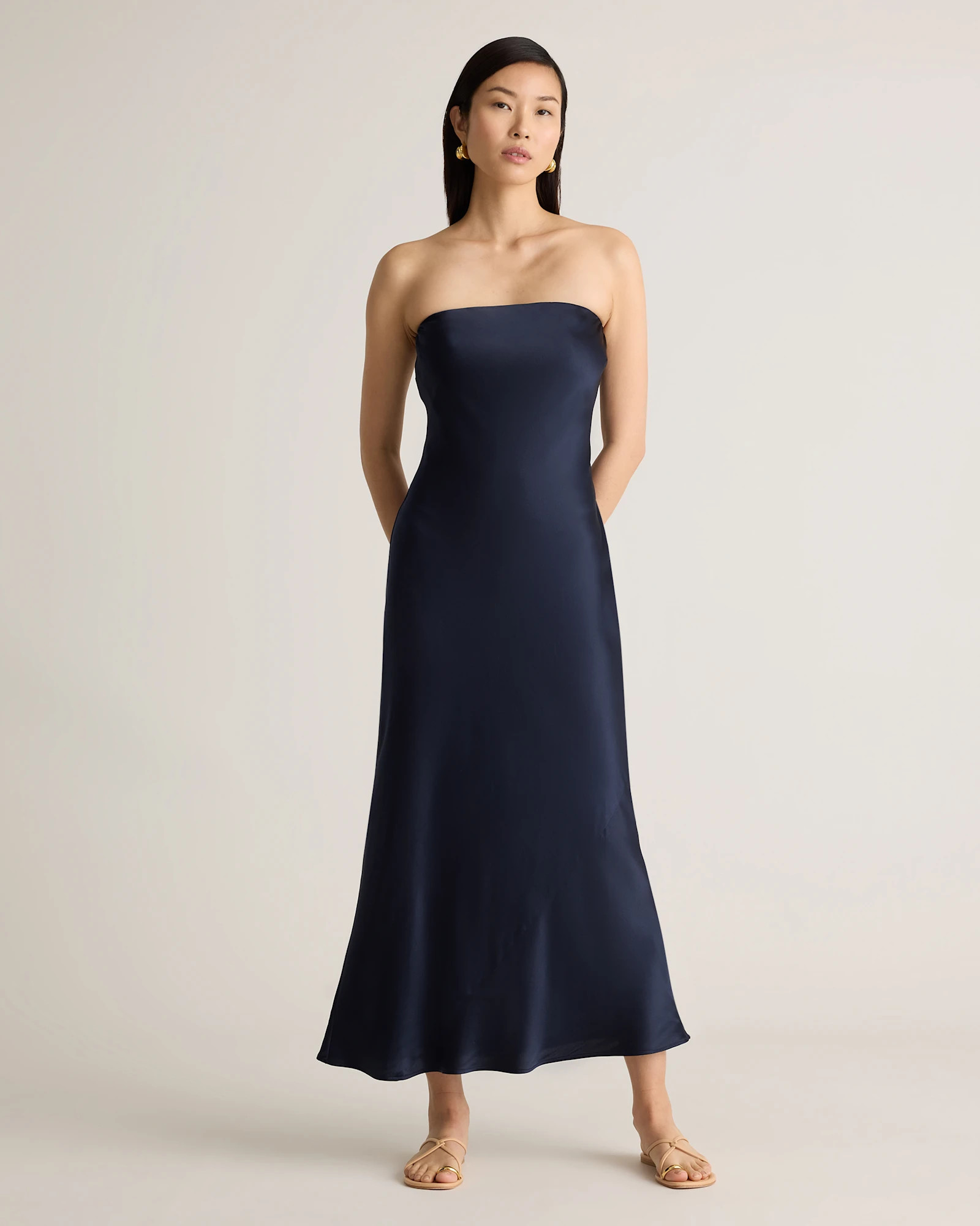 100% Washable Silk Strapless Midi Dress | Quince