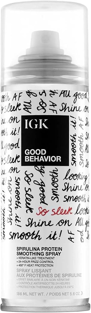 IGK GOOD BEHAVIOR Spirulina Protein Smoothing Spray | Keratin Like Treatment + Frizz Control + He... | Amazon (US)