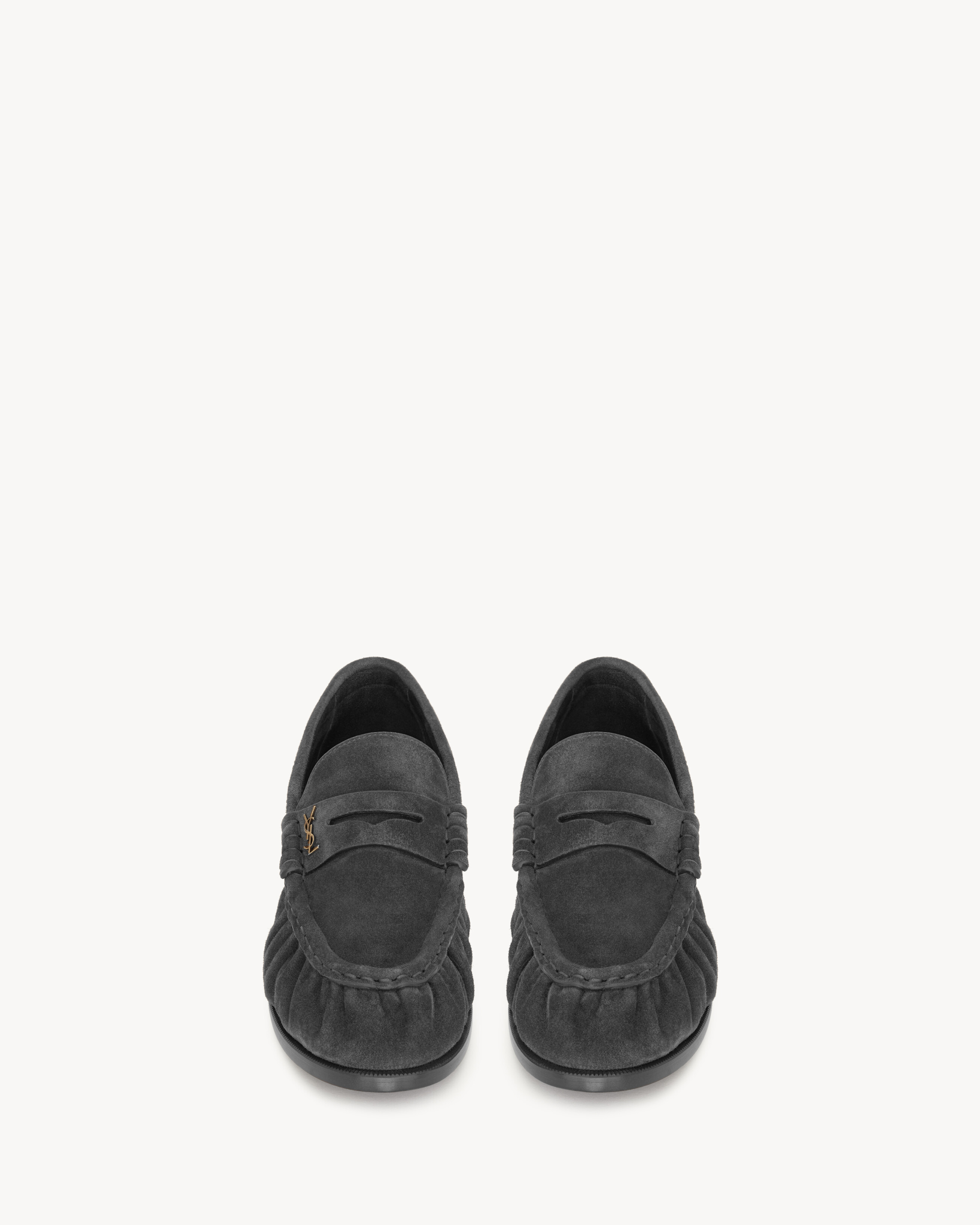 Saint Laurent Le Loafer Supple In Suede - Grey & Silver - Men - 8 | Saint Laurent Inc. (Global)