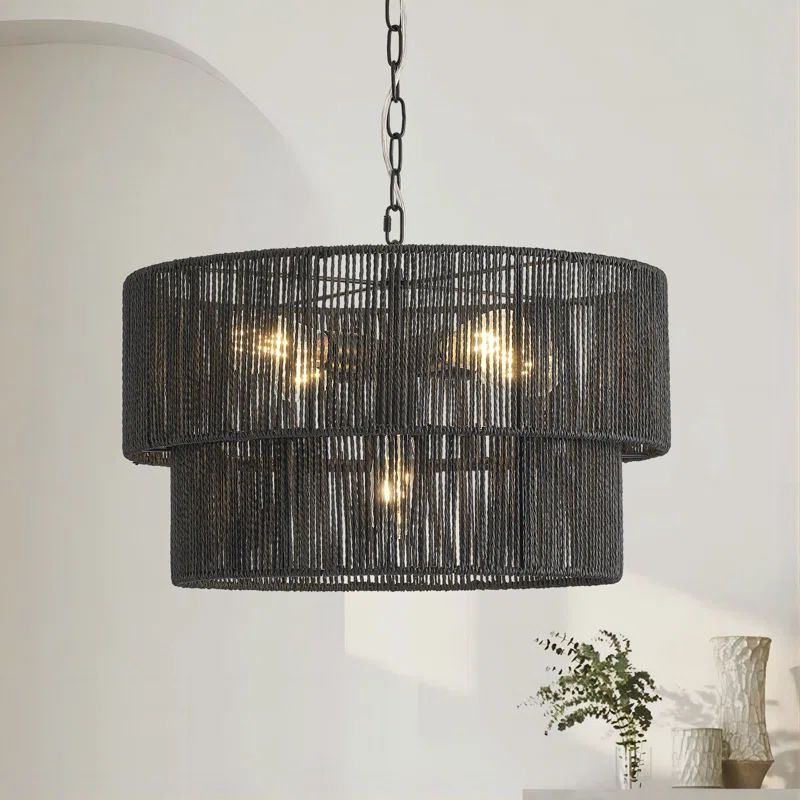 5-Lights Hand-Woven Rattan Pendant Light | Wayfair North America