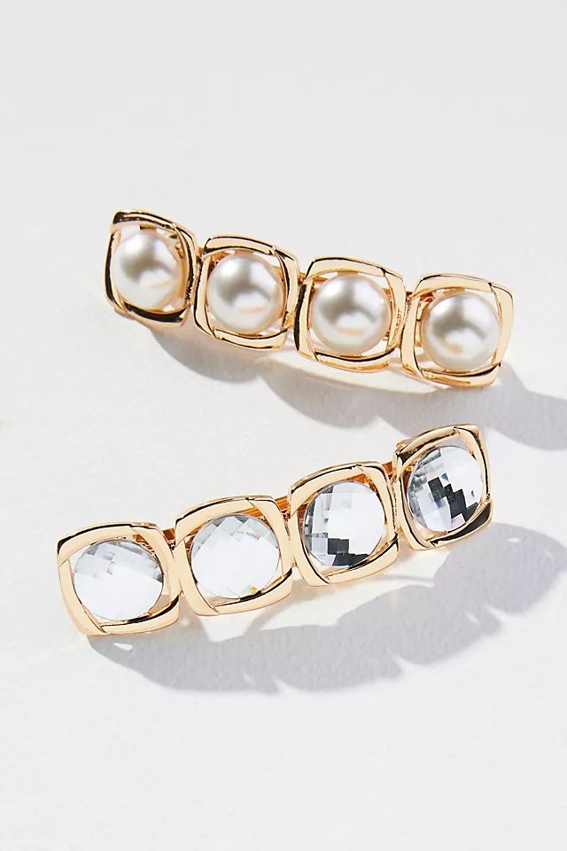 Set of Two Pearl and Crystal Hair Clips | Anthropologie (US)