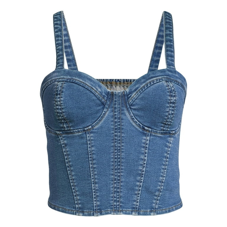 No Boundaries Juniors’ Denim Corset Top, Sizes XS-XXXL | Walmart (US)
