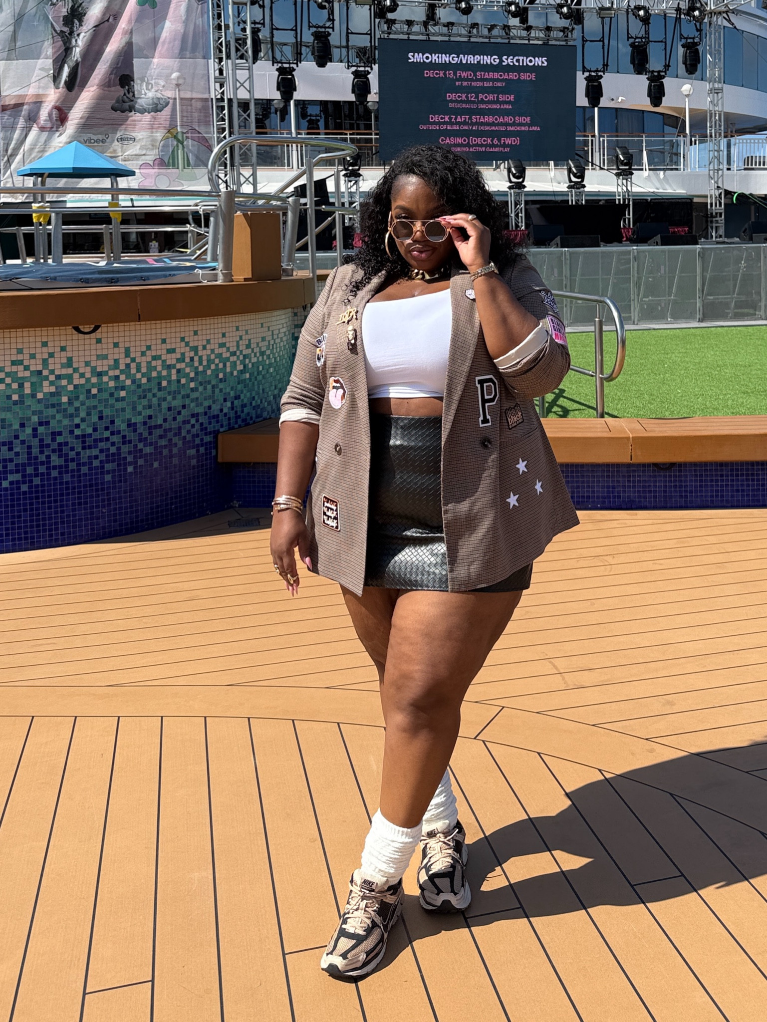 It was giving School Daze on Day 2 of Femmeland at Sea Cruise . blazer was custom made