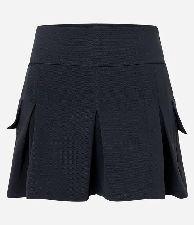 Short Saia em Crepe com Pregas e Bolso Cargo Preto | Renner (BR)