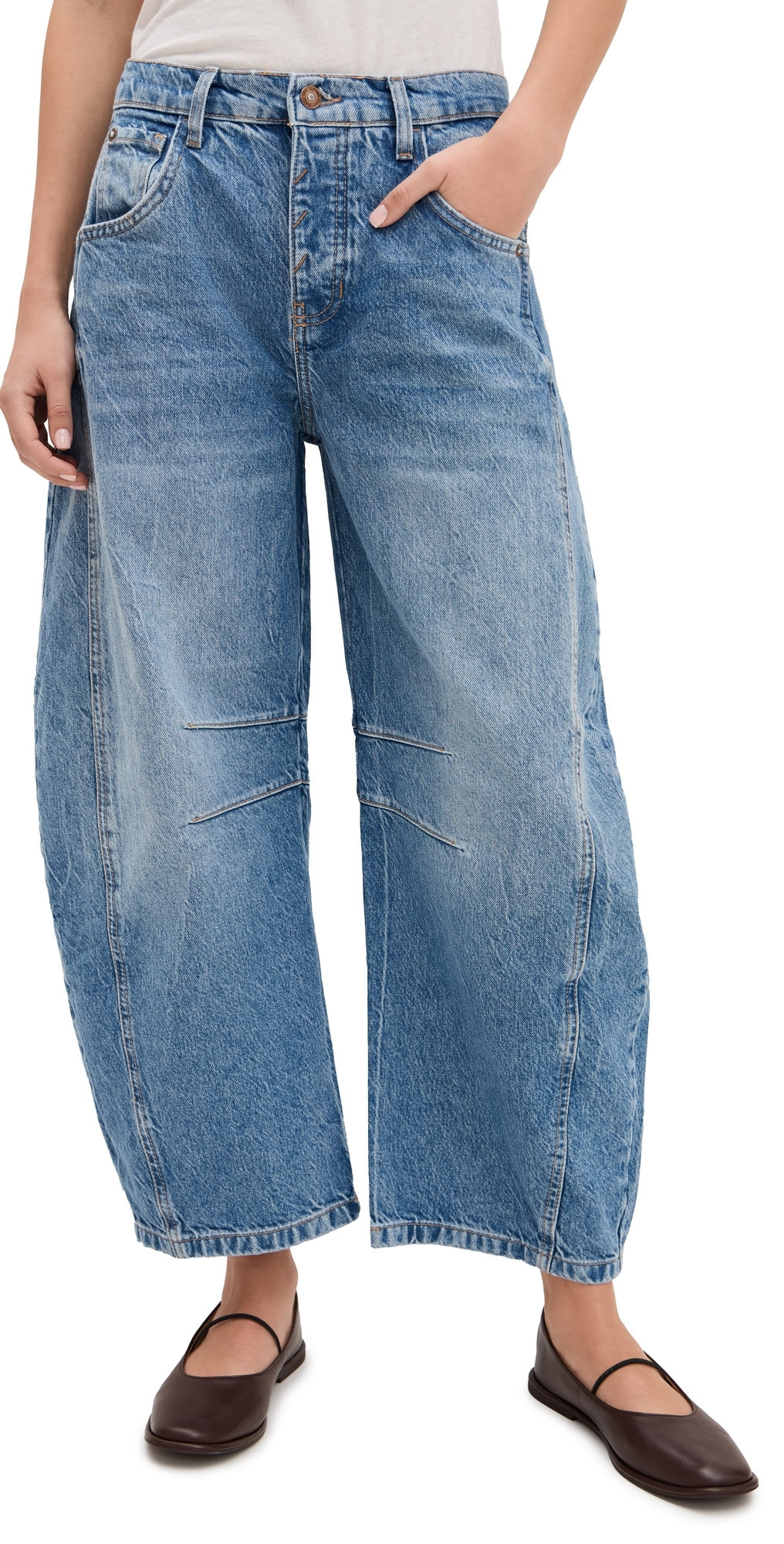 Free People We The Free Soutache Good Luck Barrel Jeans Ultra Light Beam 32 | Shopbop