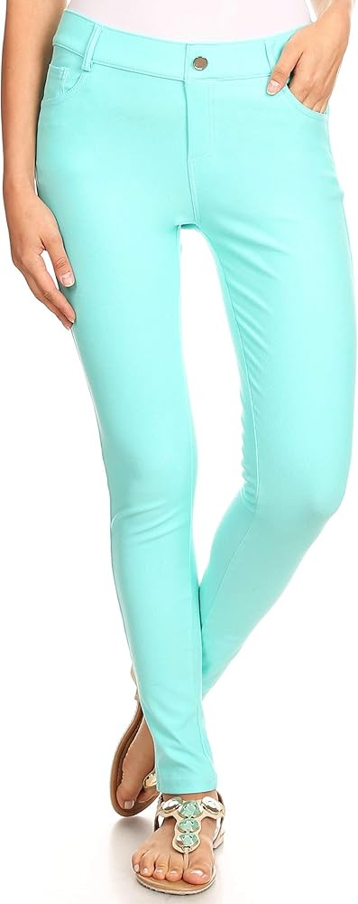 YELETE Women's Basic Five Pocket Stretch Jegging Tights Pants | Amazon (US)