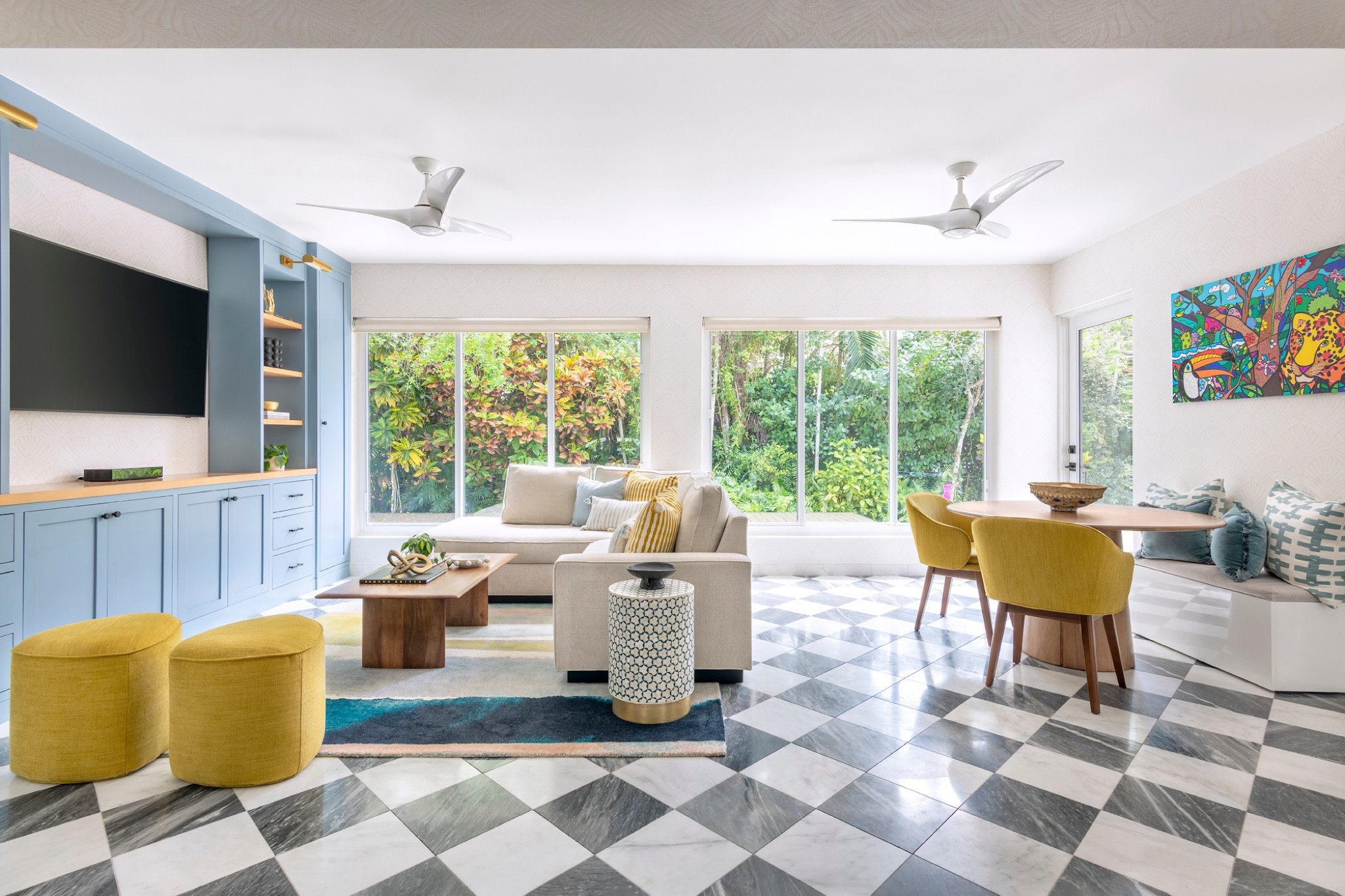 We blended our client’s love for vibrant Moroccan eclectic aesthetics with the sleek sophistication of mid-century modern flair in this Coral Gables home. #interiordesign #miamiinteriors #interiordesignmiami #miamihomes #homedesign #approachableluxury #dreamhome #vibrant hues #moroccandesign #familyroom 

#LTKHome
