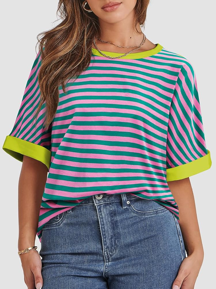 ATHMILE Womens Oversized T Shirts Summer Tops Spring Casual Loose Fit Workout Short Sleeve 2025 B... | Amazon (US)