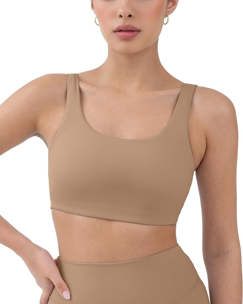 PAVOI ACTIVE Buttery Soft Sports Bras for Women - High Support Low Scoop Neck U Back Padded Yoga ... | Amazon (US)
