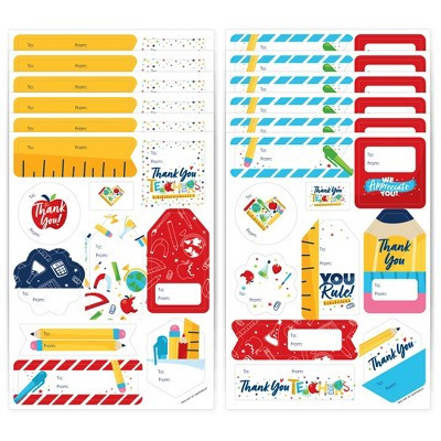 Big Dot of Happiness Thank You Teachers - Assorted Teacher Appreciation Gift Tag Labels - To and From Stickers - 12 Sheets - 120 Stickers | Target