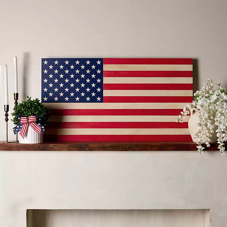 New! American Flag Wood Plaque, 36 in. | Kirklands