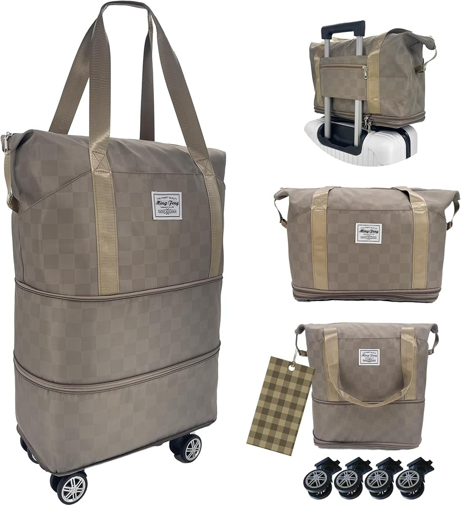 Expandable foldable duffel bag suitcase, detachable rolling wheels,carry-on large duffel bag,lugg... | Amazon (US)