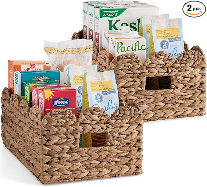 Best Choice Products 16x12 Scalloped Shelf Baskets, Woven Storage Bins, Pantry Organizer for Kitc... | Amazon (US)