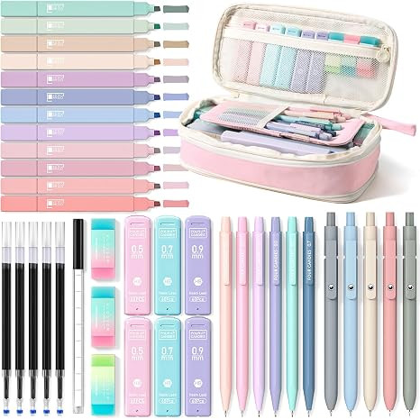 Four Candies 39 PCS Aesthetic Stationery Set with Cute Pen Case, College Supplies and Nursing Ess... | Amazon (US)