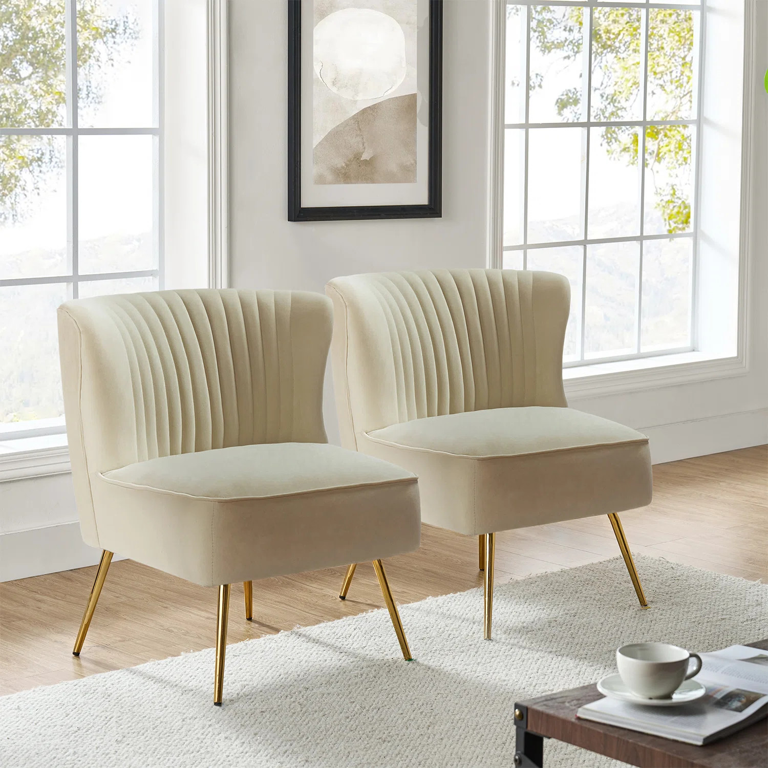 Euclid 26" Wide Tufted Velvet Accent Side Chair (Set of 2) | Wayfair North America