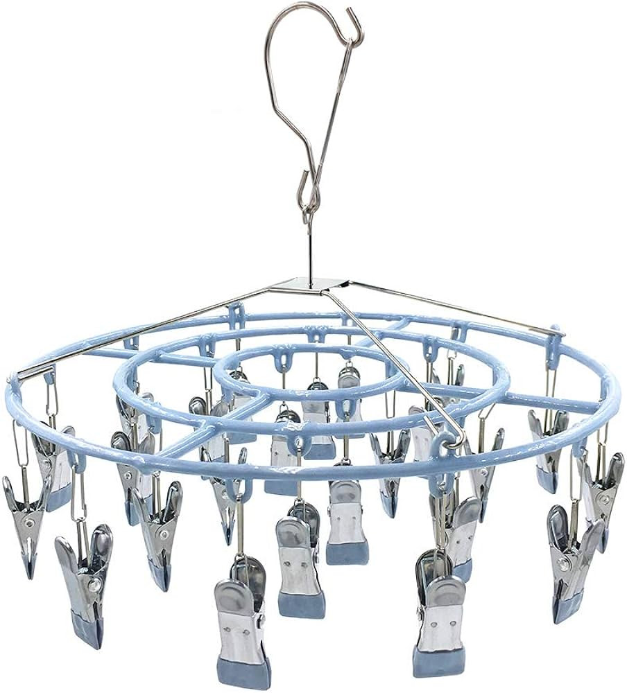 Stainless Steel Clothe Drying Rack Laundry Drip Hanger 24 Clip Metal Clothespins Round Underwear ... | Amazon (US)