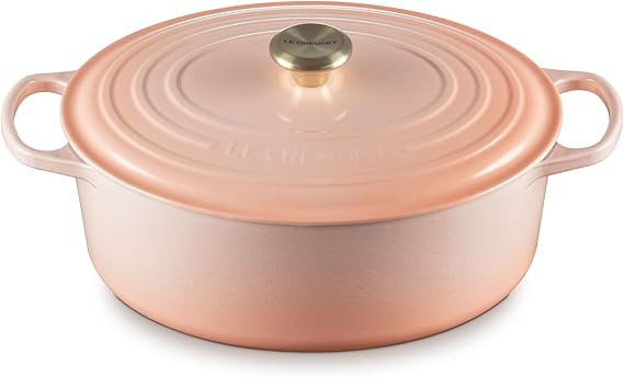 Le Creuset Enameled Cast Iron Signature Oval Dutch Oven, 8 qt., Peche with Light Gold Knob | Amazon (US)