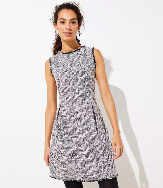 Shimmer Boucle Flare Dress | LOFT