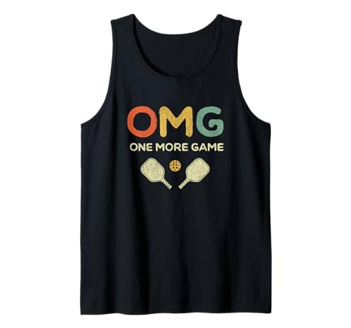 One More Game OMG Retro Funny Pickleball Lover Pickle Ball Tank Top | Amazon (US)