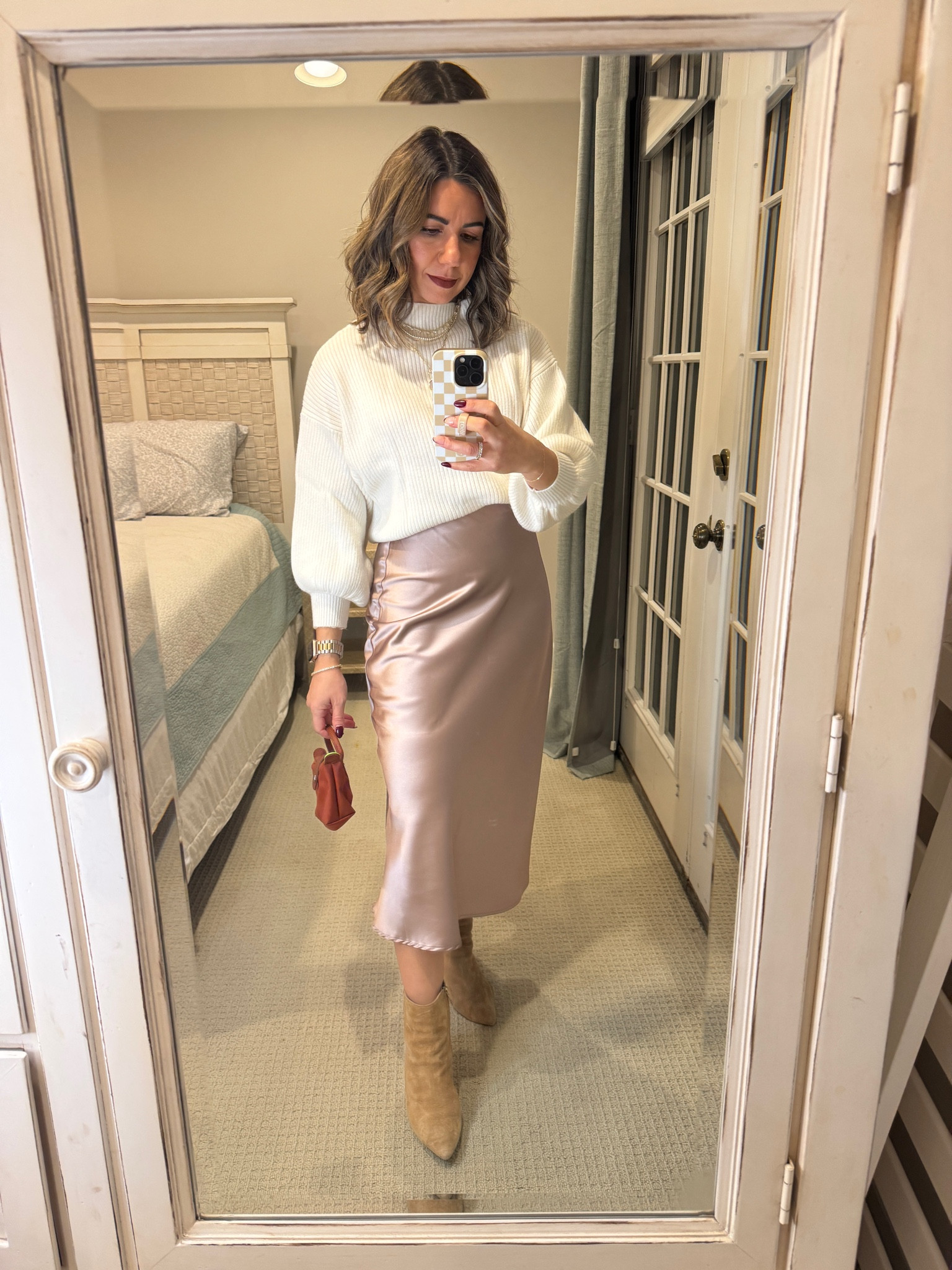 Date night outfit or holiday outfit! Love this silk skirt from Amazon. I have a small. 

#LTKHoliday #LTKFindsUnder50