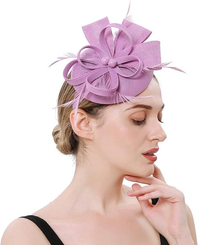 Charming Feather Fascinators Headband Netting Mesh Hair Band for Wedding Cocktail Hat Party Derby... | Amazon (US)