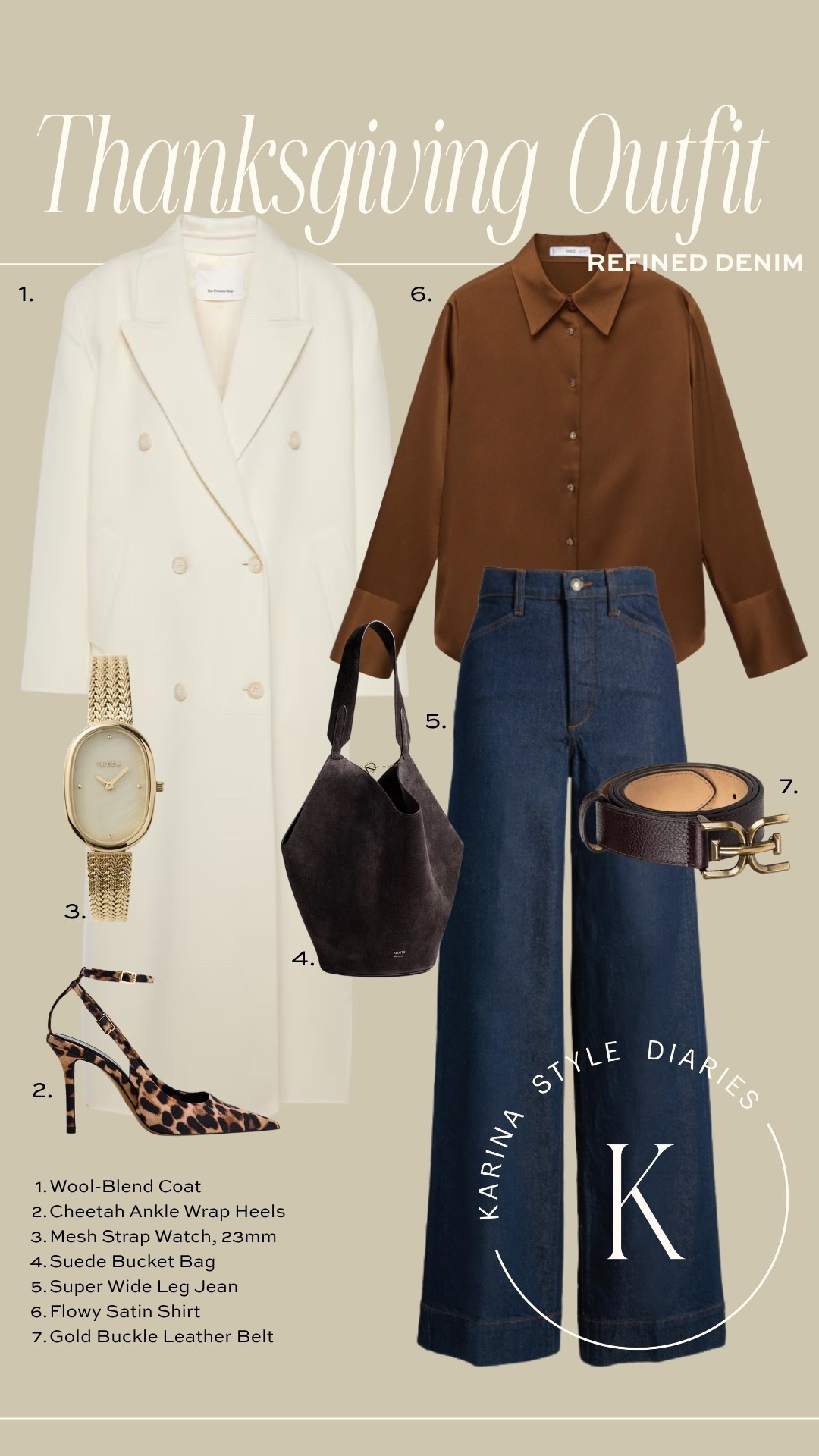 Thanksgiving outfit idea! Warm tones and high waisted jeans satin shirt suede bucket bag leather belt wool coat and gold watch

#LTKHoliday #LTKStyleTip #LTKShoeCrush